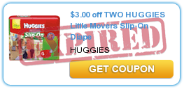 $3.00 off TWO HUGGIES Little Movers Slip-On Diape